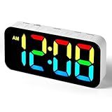 Catrne Despertadores Altos Para Quartos Relógio Digital Com Luz Noturna De 13 Cores Relógio De Mesa Com Números Grandes Dimmer Volume De Alarme Ajustável Porta Usb Soneca 12 Branco 