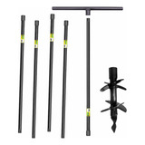 Cavadeira Trado 4 Pol Base 10cm Perfurador Manual 5 Extensão