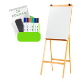 Cavalete Flip Chart Quadro Branco Bloco Folha Caneta E Apg
