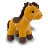 Cavalinho De Pelúcia 30cm Plush Anti alérgico Cor Mostarda
