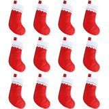 Ccinee 12 Meias De Natal De Feltro Vermelho 15 Meias Recu