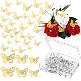CCINEE Conjunto De 160 Acessórios Para Buquê De Flores 60 Adesivos De Borboleta Dourada 3D Para Decoração De Parede E 100 Broches De Diamante Para O Dia Das Mães Dia Dos Namorados Festa De