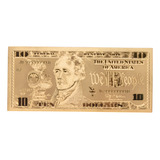Cedula 10 Dolares Usd Antiga Dourada Comemoração Wall Street