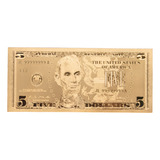 Cedula 5 Dolares Usd Antiga Dourada Comemoração Wall Street