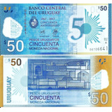 Cédula 50 Pesos Uruguay 2017 Fe Polímero Frete Já Incluso