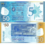 Cédula 50 Pesos Uruguay 2017 Polímero Fe Frete Já Incluído