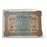 Cédula Alemã Alemanha 1 Milhão Marcos Alemão 1923