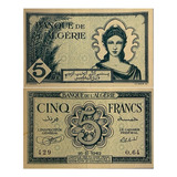 Cédula Algeria 5 Francs 1942 Soberba