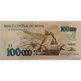 Cédula Antiga 100 000 Mil Cruzeiros Beija Flor Fe
