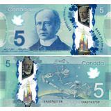 Cédula Canadá 5 Dólares Polímero Flor De Estampa