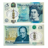 Cédula Colecionável 5 Banco Inglaterra Rainha Elizabeth Ii