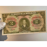 Cédula Colombia 2 Pesos Oro 1955 Sob Escassa
