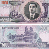 Cédula Coreia Do Norte 5 000