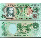 Cédula Das Filipinas 5 Piso 1978 Flor De Estampa