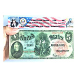 Cédula De 5 Dólares Ano 1869 Estados Unidos De América 03