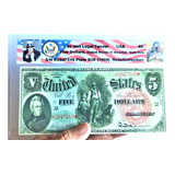 Cédula De 5 Dólares Ano 1869 Estados Unidos De América 08