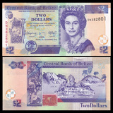 Cedula De Belize 2 Dollars 2017