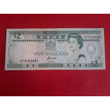 Cedula De Fiji 2 Dollars 1980 Rainha Flor De Estampa