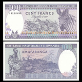 Cedula De Rwanda 100 Francos 1989 Flor De Estampa