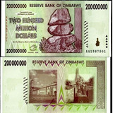Cédula De Zimbabwe 200 Milhões 2008 Flor De Estampa
