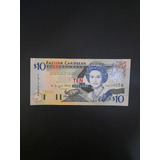 Cédula Estrangeira 10 Dollars Caribean Fe Rainha Elizabeth