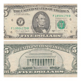 Cédula Five Dollars 1988 5 Dólares F Georgia Estados Unidos