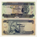 Cédula Ilhas Salomão 5 Dollars 1997 Fe