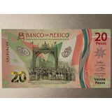 Cédula México 20 Pesos 2021 Fe Polimero