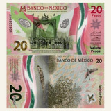 Cédula México 20 Pesos 2021 Polímero Fe