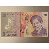Cédula Romênia 5 Lei 2005 Fe Polimero