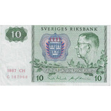 Cédula Suécia 10 Kronor 1987