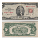 Cédula Two Dollars 1953 Selo Vermelho 2 Dólares Série A