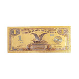 Cédula Usa 1 Dólar Metalizada Dourada Fantasia