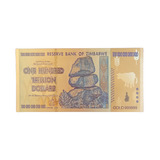 Cédula Zimbábwe 100 Trilhões Dólares Metalizada Fantasia