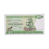 Cédula Zimbabwe 5 Dólares 1983 Fe P 2c Antiga 