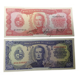 Cédulas 50 E 100 Pesos Uruguay 1967 Flor De Estampa Original