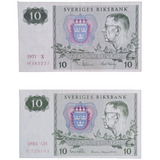 Cédulas Antigas Da Suécia 10 Kronor 1971 1980 Fe Originais