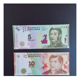 Cédulas Argentina 5 Pesos 2015 E 10 Pesos 2016