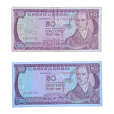 Cédulas Colômbia 50 Pesos Oro 1980 E 1985 Com Uv 