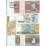 Cedulas Cruzeiros Lote 5 Cedulas Novinhas 70 00