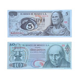 Cédulas México 5 Pesos 1972 E 10 Pesos 1970 Difícil 
