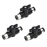 CEKER Válvula De 12 Mm Push Connect Válvula De Esfera Válvula De Controle De Fluxo De Ar Válvula De Conexão Rápida Conexões De Tubo De União Reta Válvula Pneumática Compressor De Ar Pacote Com 3