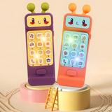 Celular Infantil Mordedor Telefone Musical Interativo Promo Cor Laranja claro