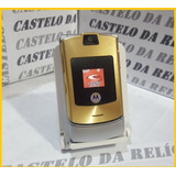 Celular Motorola V3i Dourado Prata Usado Reliquia