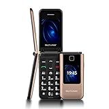 Celular Multilaser Flip Vita Duo Dual Chip Com Duas Telas Botão SOS Rádio FM MP3 Bluetooth Câmera Dourado P9163