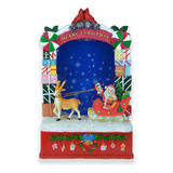 Cenário De Natal Papai Noel Neve Luz Som E Movimento