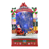 Cenário Vila Natalina Papai Noel Com Trenó Luz Som Movimento