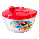 Centrífuga De Salada Secador Verduras Manual 4 Litros Cores Cor Vermelho