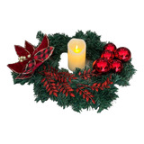 Centro De Mesa Natalino Arranjo De Natal Vela Led