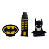Centro Mesa Silhueta Batman Heróis Kit 3 Pç Decoração Festa
